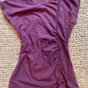 Arizona Jean Company Purple Ruched Cap Sleeve T-Shirt